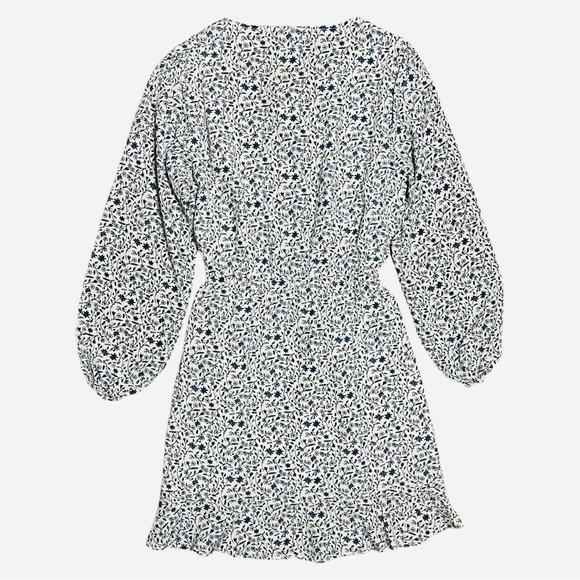 Faherty Kennedy 100% Silk Spring Daisy Dress NWT In White & Blue Floral Sz L - Picture 3 of 16